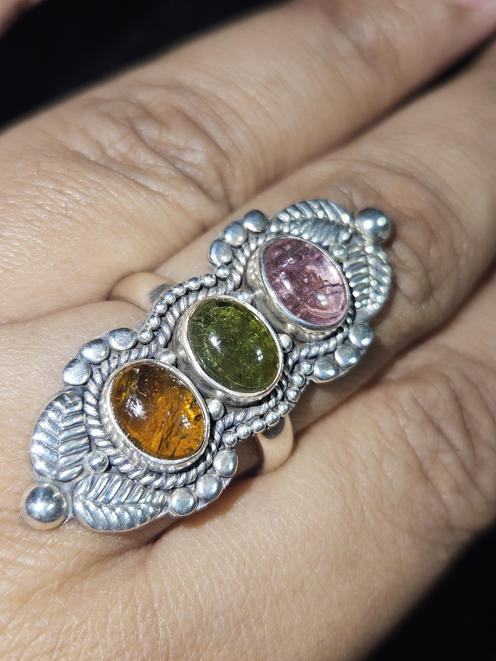 925S Tourmaline Trio Statement Ring